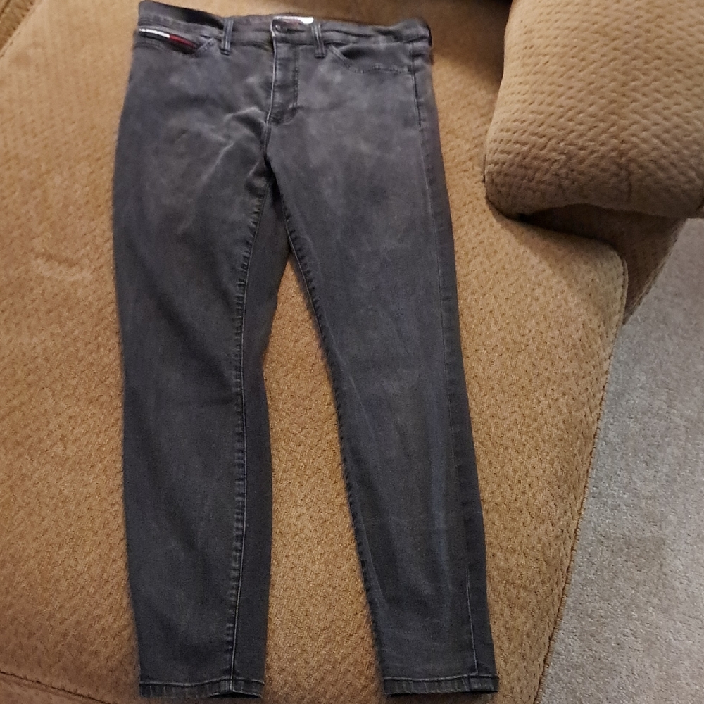 Tommy Hilfiger Black High Rise Curve Legging Straight Leg Jeans Size: 10